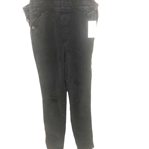 NWT Old Navy SIZE 6 TALL Distressed Festival Farmers Black Women’s Jean Overalls - Picture 7 of 15